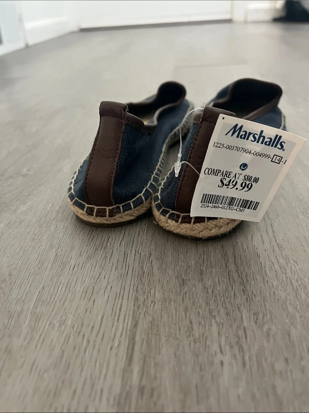 Michael Kors Dark Blue Canvas Espadrille Flats with Brown Trim